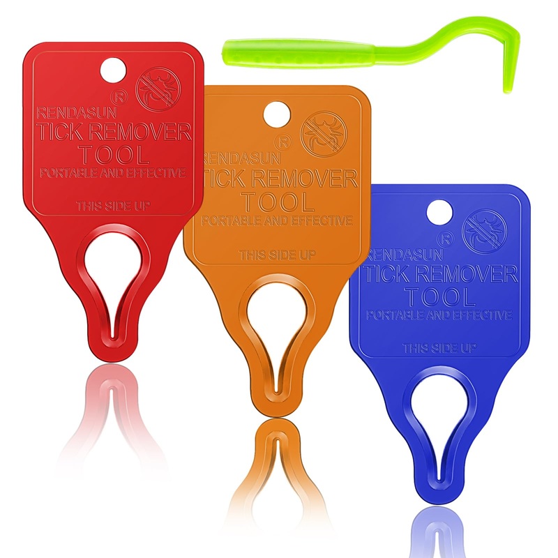 Tick Remover Tool Portable with Tick Removal Tweezers Suitable for Pet and Humans, Safe and Reliable, Quick Highly Effective, Pain-Free, Essential Tick Remover Key Tools for Outdoor Activities-3 Pack RedBlueOrange