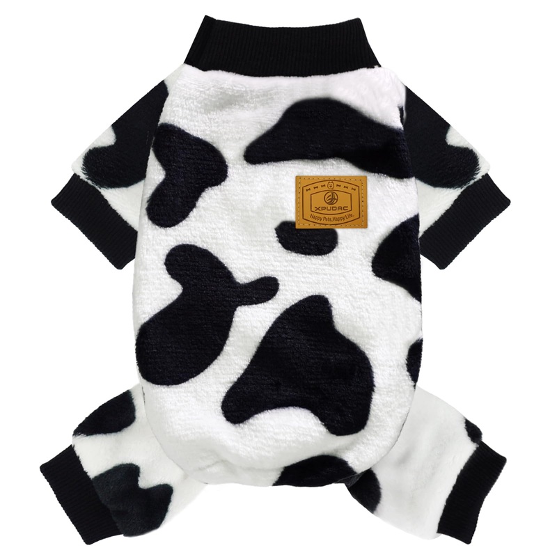 XPUDAC Cow Dog Sweater, Dog Winter Clothes for Small Medium Dogs Girl Boy Fleece Dog Pajamas for Winter Christmas, Medium Medium(Chest-16.5″)