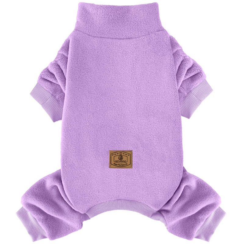 XPUDAC Fleece Dog Pajamas, Dog Winter Clothes for Small Medium Large Dogs Girl Warm Dog Sweater for Winter ChristmasPurple-Small Small(Chest-14.1″) Purple