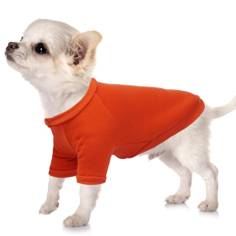 XS Dog Sweater, Basic Dog Sweatshirt with Soft Inner Fleece, Warm Pet Shirt, Extra Small Dog Sweater, Cozy Puppy Pajamas, Cat Clothes, Winter Dog Clothes for Small Dogs Chihuahua Yorkie, Orange, XS X-Small