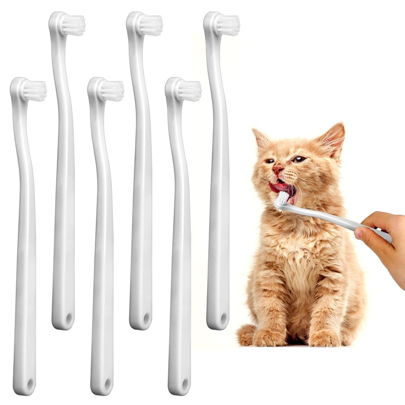 6 Pcs Small Dog Toothbrush, Mini Head Soft Bristles Dog Tooth Brush, Cat Dental Care, Pets Toothbrush, Kitten Teeth Cleaning Brush Dental Care Supplies, White