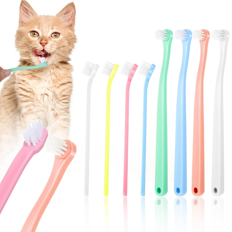 8pcs Cat Tooth Brush Small Dog Toothbrush Set Dog Tooth Brushes for Small to Large Dogs Kitten Toothbrush Portable Travel Friendly and Easy to Use