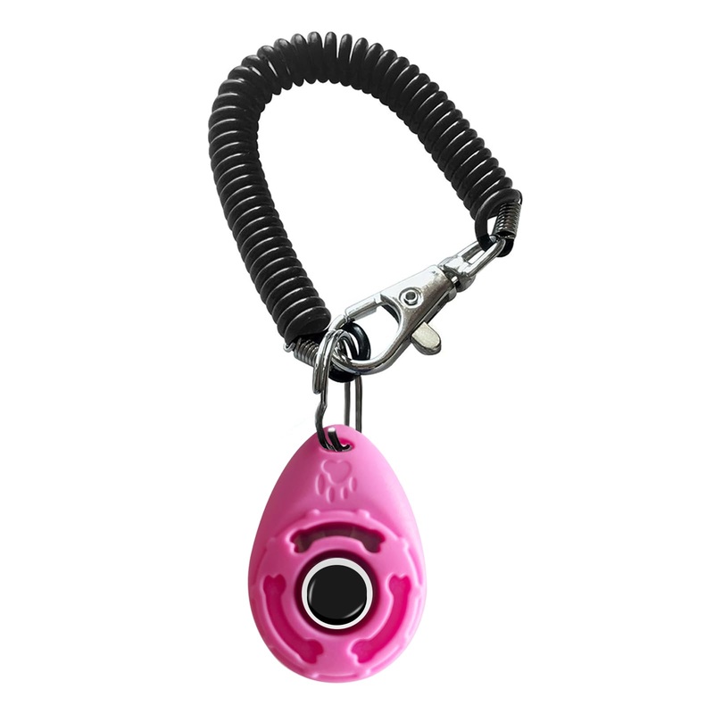 BONSO Dog Training Clicker with Adjustable Wrist Strap – Positive Reinforcement Pet Training Clicker for Dogs, Cats, and Puppies (Pink) Pink