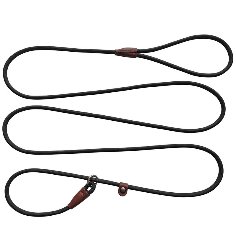 BTINESFUL 7ft Slip Lead Dog Leash, Strong Nylon Rope Leash, 1/4 & 1/2 inch Diam Dog Training Lead for Small Medium Large Dogs (1/4″ * 7 FT, Black) 1/4″ * 7 FT
