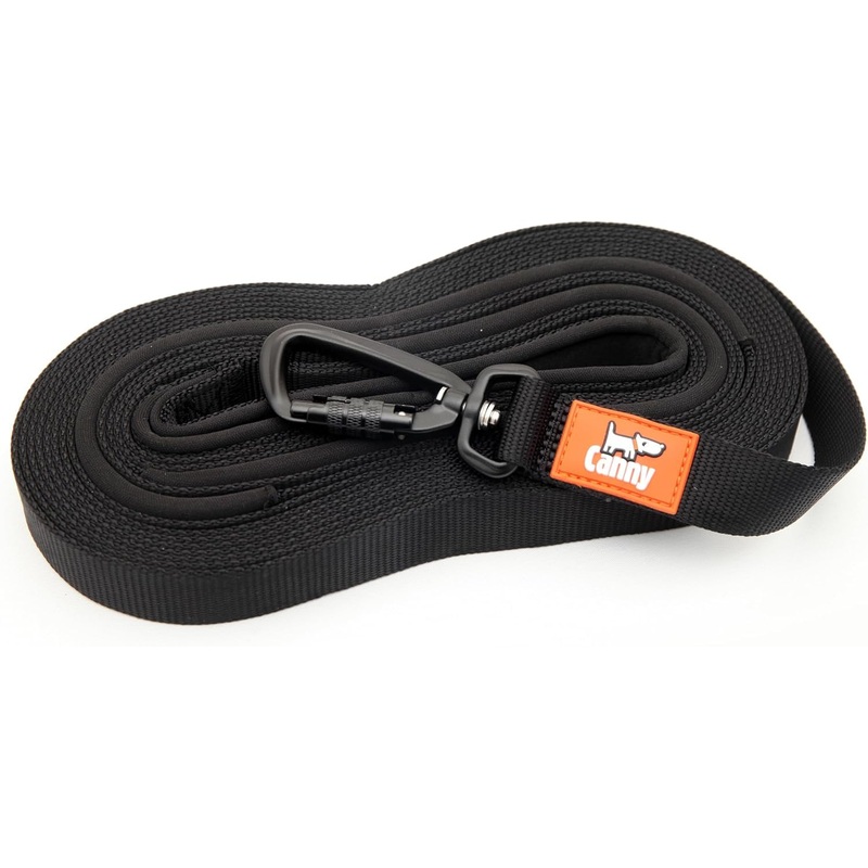 Canny Recall Lead – Long Leash for Dog Training 16ft Heavy Duty Extra Long Line Dog Lead for Outside Yard for Dogs or Puppy| Width 5/8in, Black Length 16ft, width 5/8″