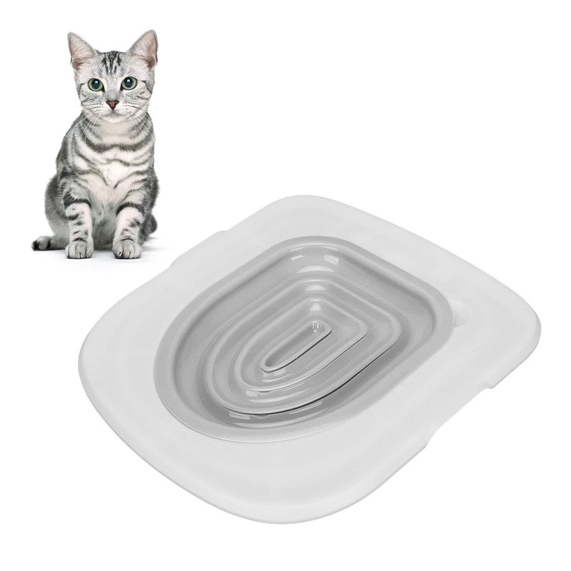 Cat Toilet Seat Training Kit, ABS Cat Toilet Training Seat Cat Toilet Training Kit Universal Reusable Environmentally Friendly Cat Toilet Trainer for Pet Cleaning (White Tray, 1 Gray Inner Support) White Tray, 1 Gray Inner Support