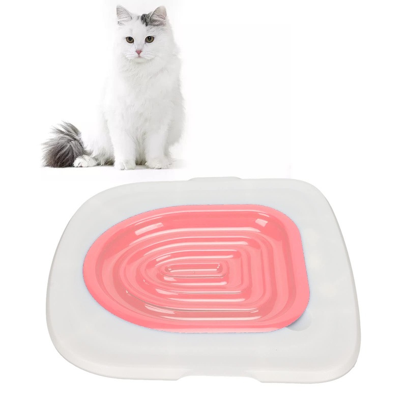 Cat Toilet Training System, Professional Teach Cat to Use Toilet Cat Toilet Training Kit Universal Reusable Kitty Toilet Trainer Urinal Seat with Design Blue Tray (White Tray, 1 White Tray, 1 Pink Inner Support