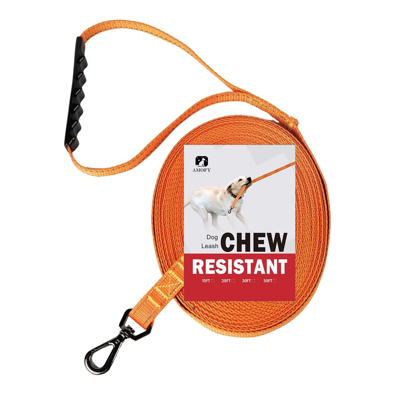 Chew Resistant, Float on Water Dog Training Leash, Wear-Resistant Leashes, Heavy Duty Hook Safe Handle Reflective Lead for Dogs-15ft 20ft 30ft 40ft 50ft for Large Medium Small Pets Dogs-OG 20ft 20FT- Refund if broken in 30 days Wear Resistant – Orange