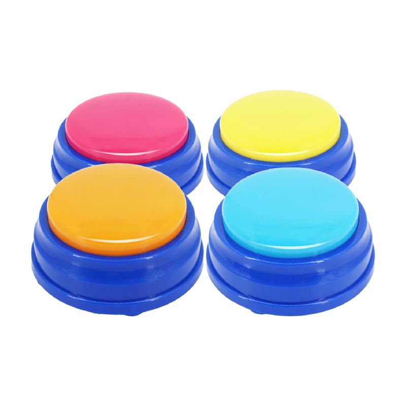 Dog Buttons Voice Recording Button for Communication Pet Training Buzzer, 30 Second Record&Playback Dog Toy,Voice Recording Clicker for Cat, Puppy, Pet Trainin4 Pcs