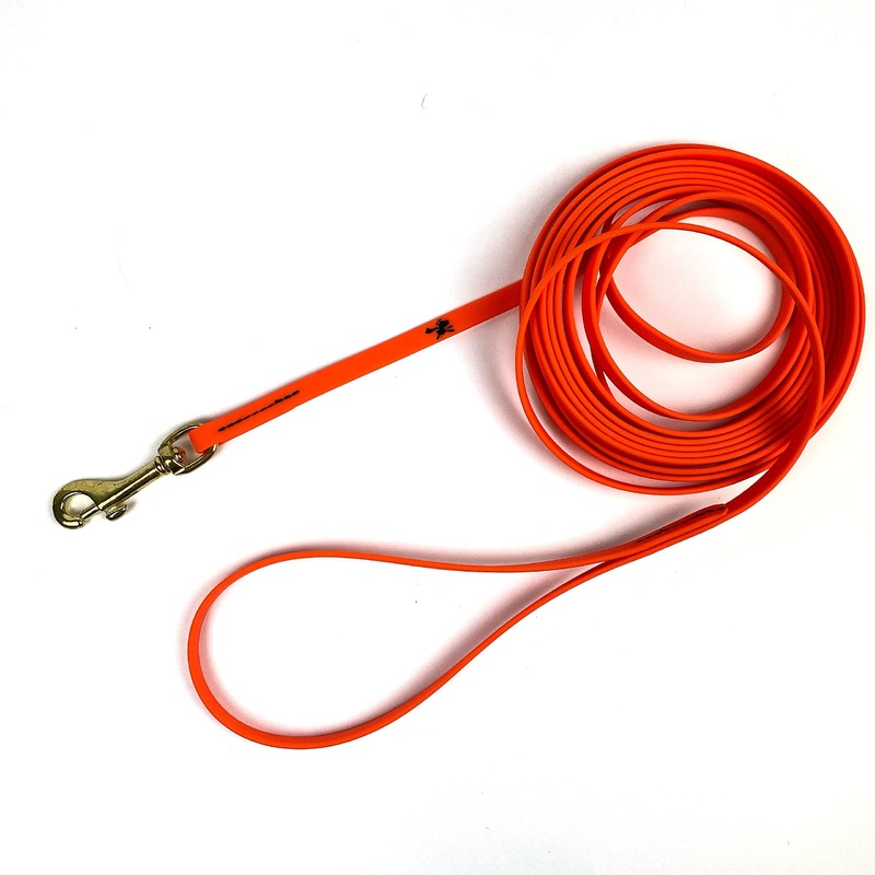 Gummy K9 Biothane Long Line Leash for Dogs, 10,15,20 and 32.5 Feet, Walking Tracking Training Service – Washable Waterproof Lead for Working K9 Groups, Dog and Puppy Owners Orange 3/8″ x 15ft