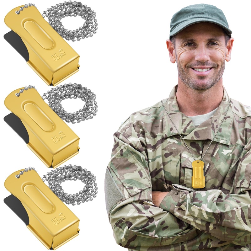 Jenaai 3 Pieces Dog Training Clicker Necklace Signaling Cricket Clicker Brass Pet Training Clicker for Puppy Dogs Cat(Gold) Gold