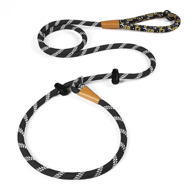 lynxking Slip Lead Dog Leash Reflective, Heavy Duty Comfortable Strong Rope Leash for Large, Medium Dogs, No Pull Pet Training Leash (Black, Large 1/2in x 6ft-Slip Lead) Black