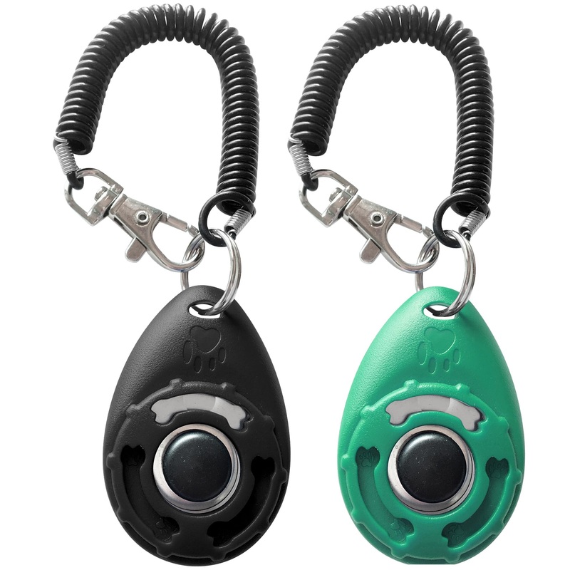 Pet Training Clicker with Wrist Strap – Dog Training Clickers (Black +Bluegreen)