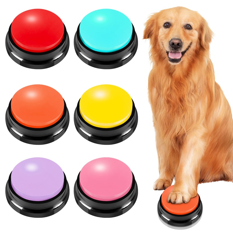Recordable Dog Buttons 6 Color, Dog Buttons for Communication, Training Your Dog/Cat to Talk, Talking Pet Buttons, Dog Training Set, 30 Second Record & Clear Playback, Gift for Dogs/Cats 6 Pack