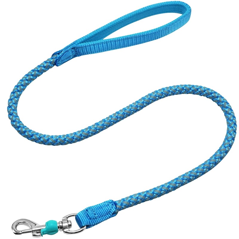 Rope Dog Leash- 2/3/4/6/10 Foot Reflective Dog Leash- Strong Nylon Braided Heavy Duty Dog Training Leash for Large and Medium Small Dogs Walking Leads (Sky Blue- 3 feet) 3ft * 1/2″ Sky blue