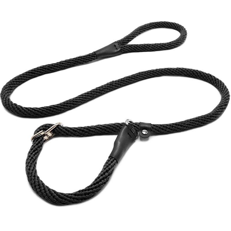 Slip Lead Dog Leash, No Pull Dog Leash Slip Lead, Anti Choke Soft Braided Rope Leash for Large Medium Dogs Transitional Training and Walking (Black- 5/8″ x 5 FT) Black