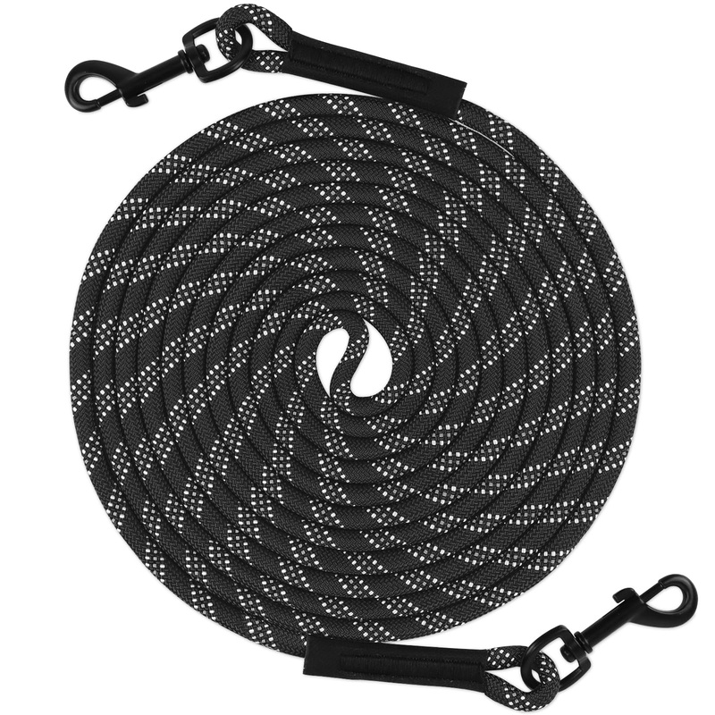 Taglory Dog Tie Out, Long Dog Leash 15FT 30FT 50FT 66FT, Recall Training Leash with 2 Swivel Hooks for Large Medium Small Dogs Walking, Camping, or Backyard, Black 30FT 30 Foot – no handle