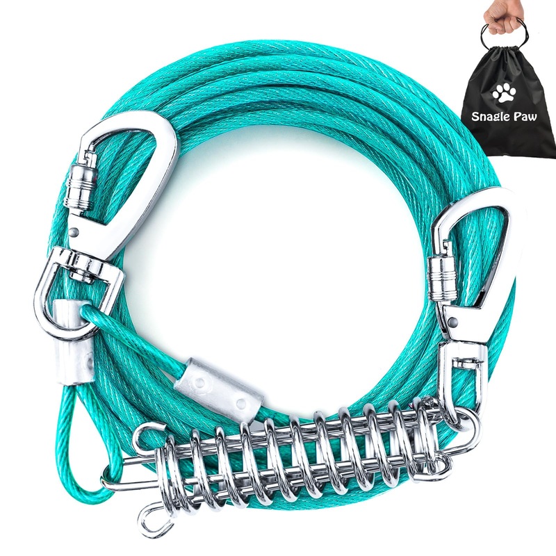 Tie Out Cable for Dogs, 50FT Dog Leads for Yard Chew Proof, Heavy Duty Dog Tie Out Cable for Large Dogs Up to 125lbs, Durable Dog Runner for Yard or Camping 125lbs / 50ft Ice Blue
