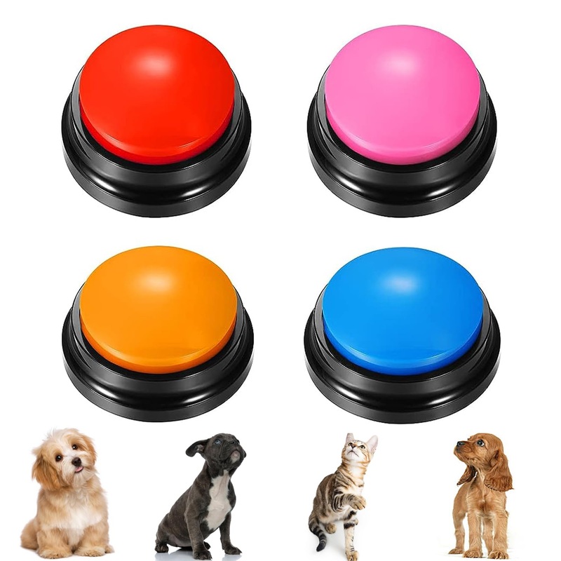 Voice Recording Button 4 Color, Dog Buttons for Communication Pet Training Buzzer, 30 Second Record & Playback, for Family Game and Trivia Nights