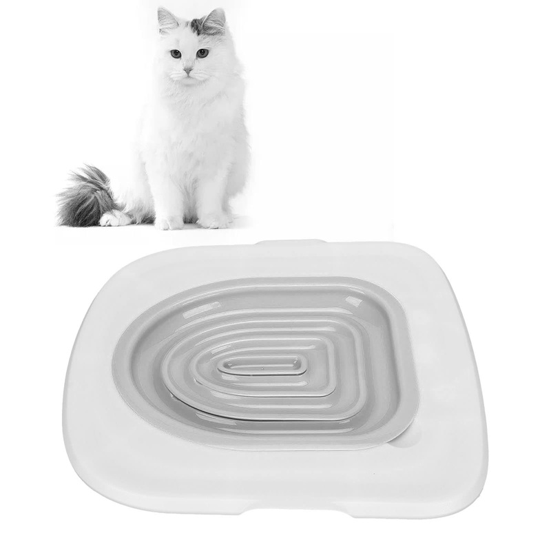 ZJchao Cat Toilet Training System, Cat Potty Toilet Training Universal Reusable Cat Toilet Trainer for Pet Cleaning Pet Supply Help Trains Your Cat Litter Tray (White Tray, 1 Gray Inner Support) White Tray, 1 Gray Inner Support