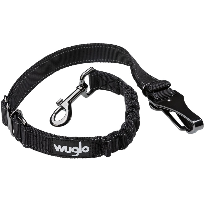 12″-37″ Wuglo Dog Seat Belt – Dog Car Harness for Child Safety Seat – Hook Latch Bar & Seat Belt Buckle – Adjustable Universal Dog Seatbelt for Car Travel (Black) Black