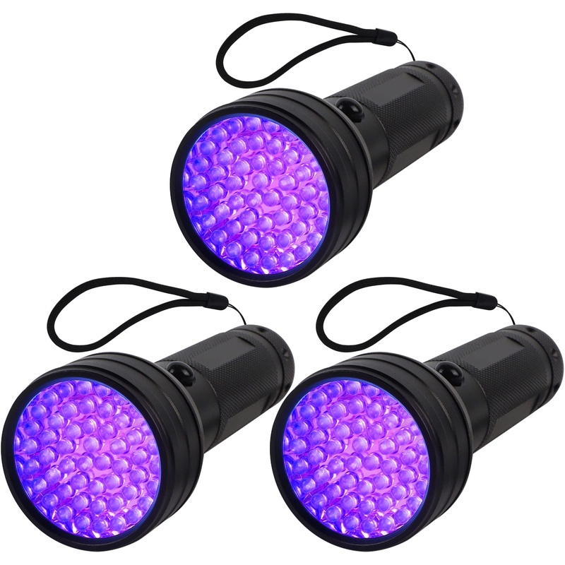 3 Pack UV Flashlight Black Light, 51 LED 395nm UV Light Pets Urine Detector, Dry Stains, Bed Bug, Detect Scorpions