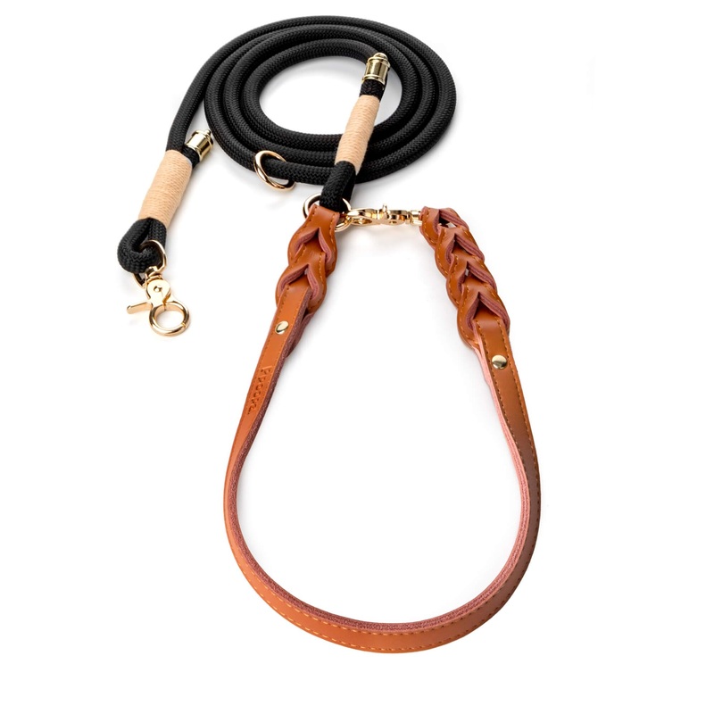 7-in-1 Premium Leather Dog Leash, Adjustable Hands Free Leash 7FT Heavy-Duty Slip Lead for Medium & Large Dogs, Durable Waterproof Design for Training
