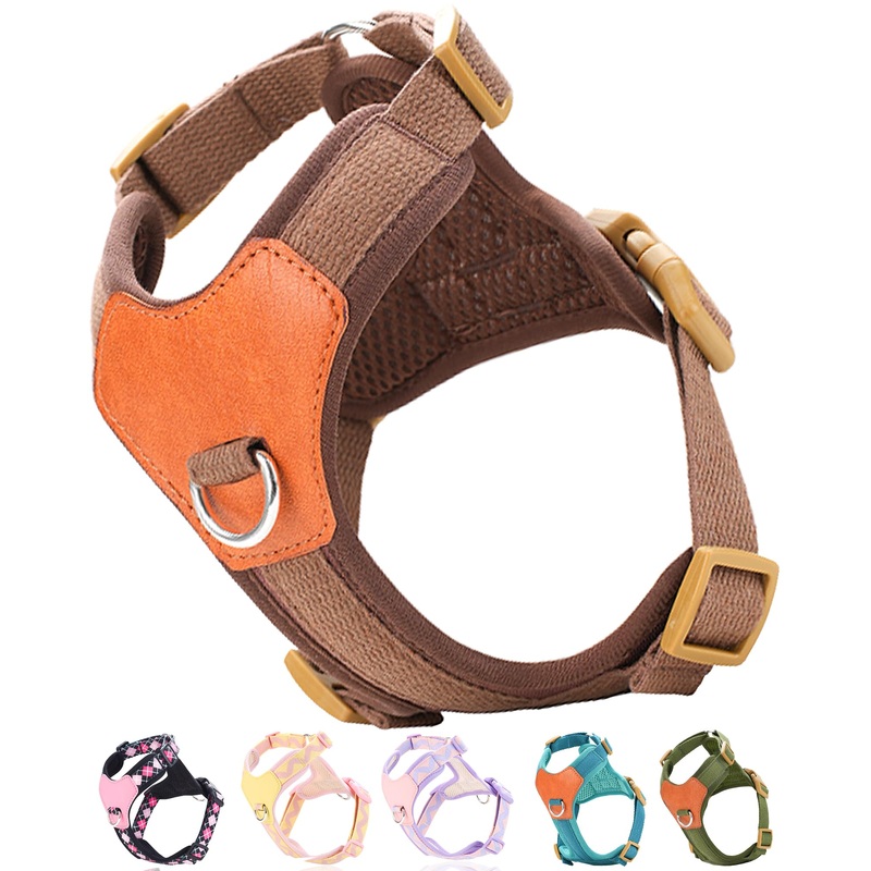 Brown Small Dog Harness for Small Dogs, No Pull Dog Harness with 2 Leash Clips, Easy Walk Dog Harness Small Sized Dog, Puppy Harness for Small Dogs, Dog Vest Harness, puppia Dog Harness (Brown, S) Brown