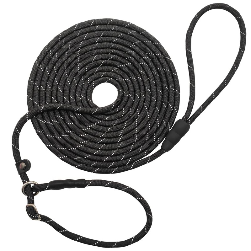 BTINESFUL 10FT / 15FT / 20FT Anti-Choke Slip Lead Dog Leash, Reflective 1/3 Rope Leash Long Training Lead for Small Medium Dogs Black 20ft * 1/3″