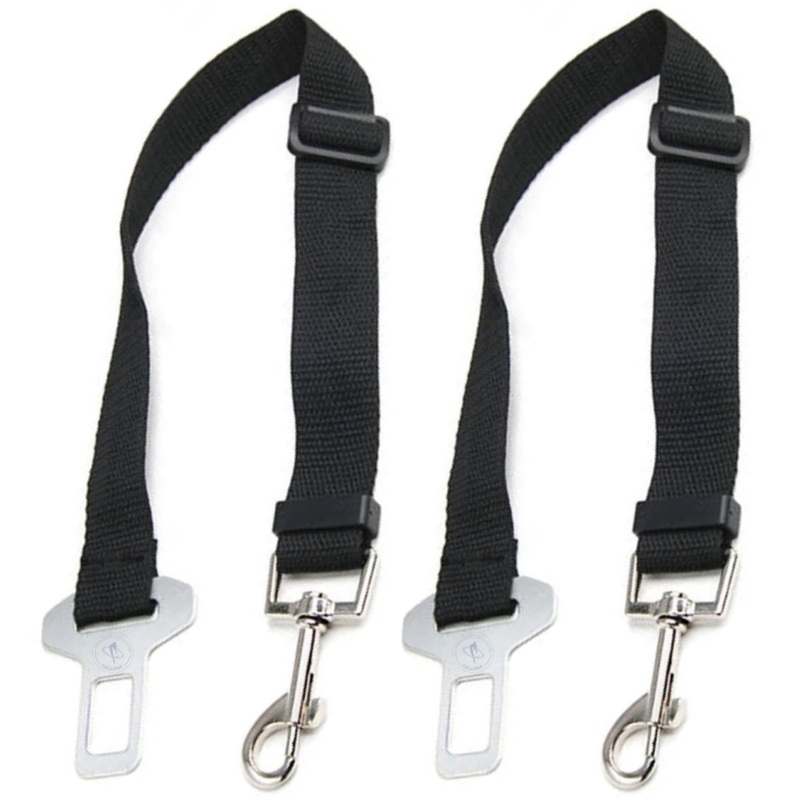 Car Dog Leash – Best Dog Seat Belt (2 Pack) Car Harness Attachment for Dogs – Adjustable Dog Restraints Seatbelts for Cars (17.5in – 26in)