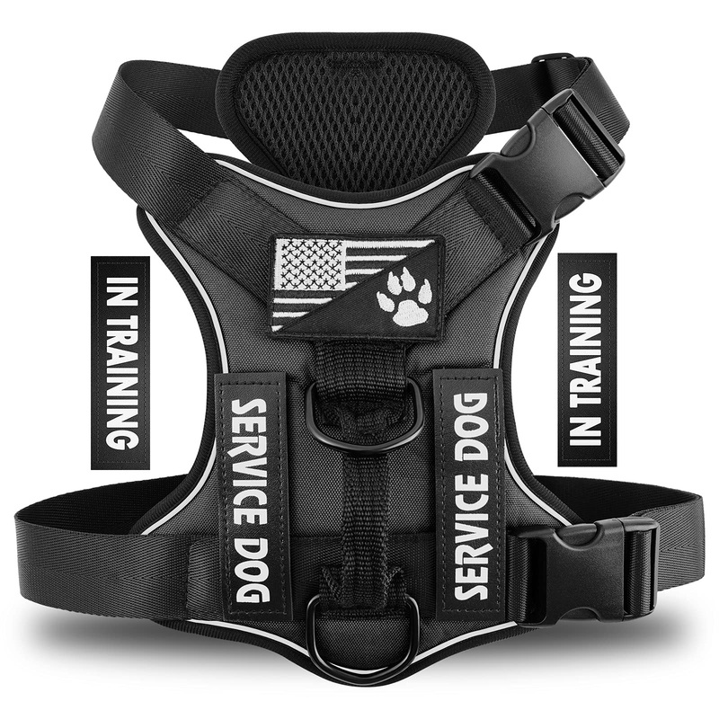 Demigreat Service Dog Harness, Reflective Dog Vest Harness with 5 PCS Patches, Adjustable Soft Oxford Pet Harness, Inner Layer Mesh, Easy to Control for Dogs Small (Pack of 1) Black