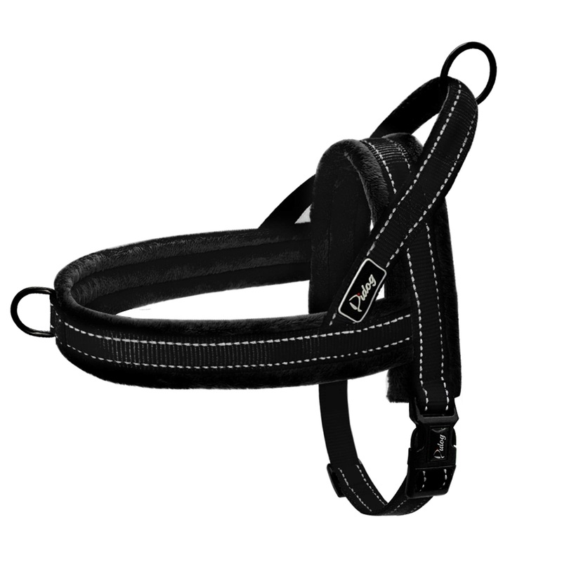 Didog Soft Flannel Padded Dog Vest Harness, Escape Proof/Quick Fit Reflective Dog Strap Harness,Easy for Training Walking,Black S Size S:chest 18-22″ Black