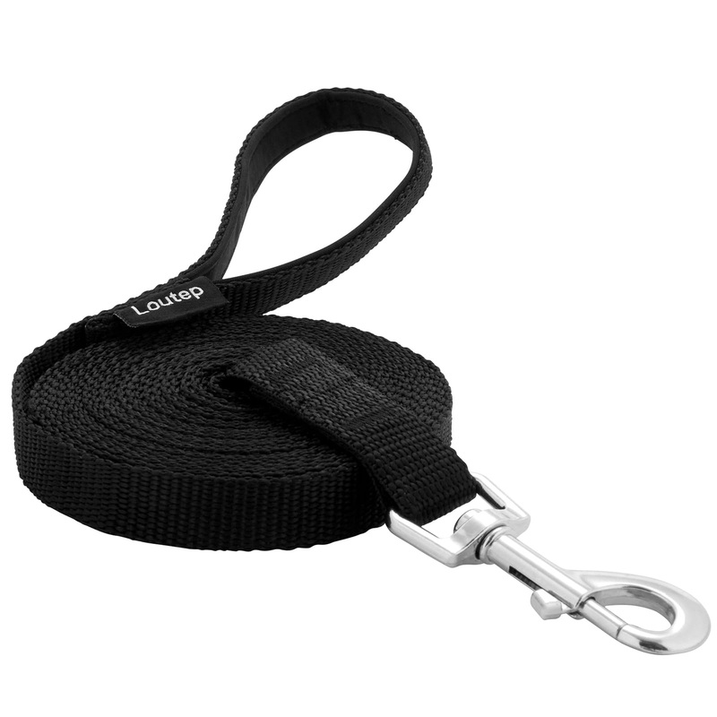 Dog Training Leash 15ft 20ft 30ft 50ft 100 feet – Extra Long Leash for Dogs with Padded Handle for Small Medium & Large Puppy Breed, Outdoor obedience, Agility Nylon Recall line Lead 2mm Black