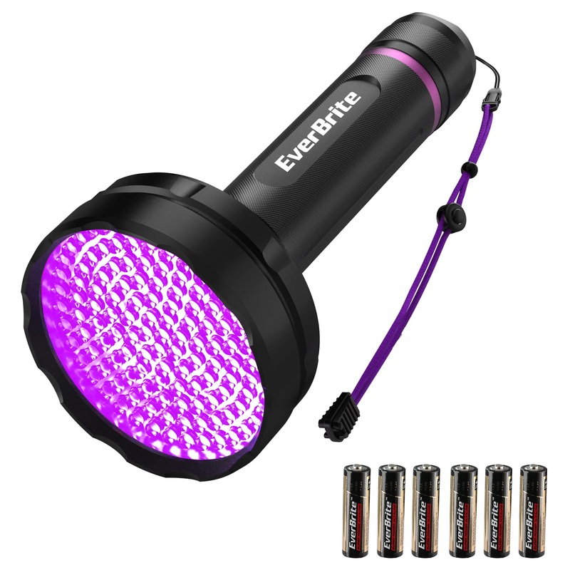 EverBrite UV Flashlight, 128 LED Blacklight Flashlights, 395nm Black Light Flashlight for Pet Urine Detection, Scorpions, Dry Stains, Bed Bug (Batteries Included)
