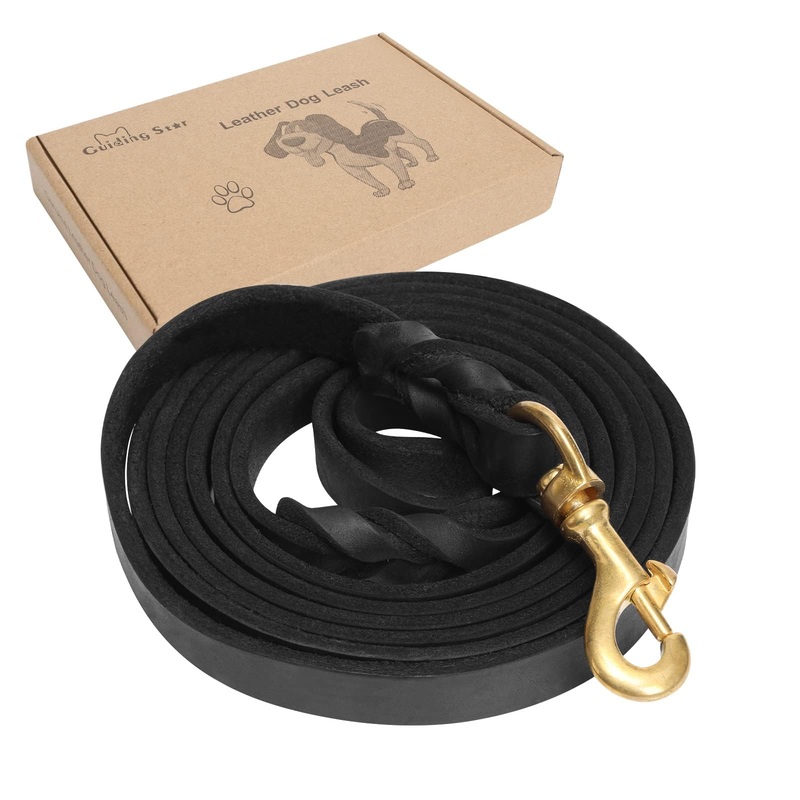 Guiding Star Leather Dog Leash 6ft, Dog Leashes for Large Dogs Heavy Duty, Soft Braided Handmade Leather Training Leash for Large & Medium Dogs (6ftx3/4inch, Black) 6ft x 3/4 inch