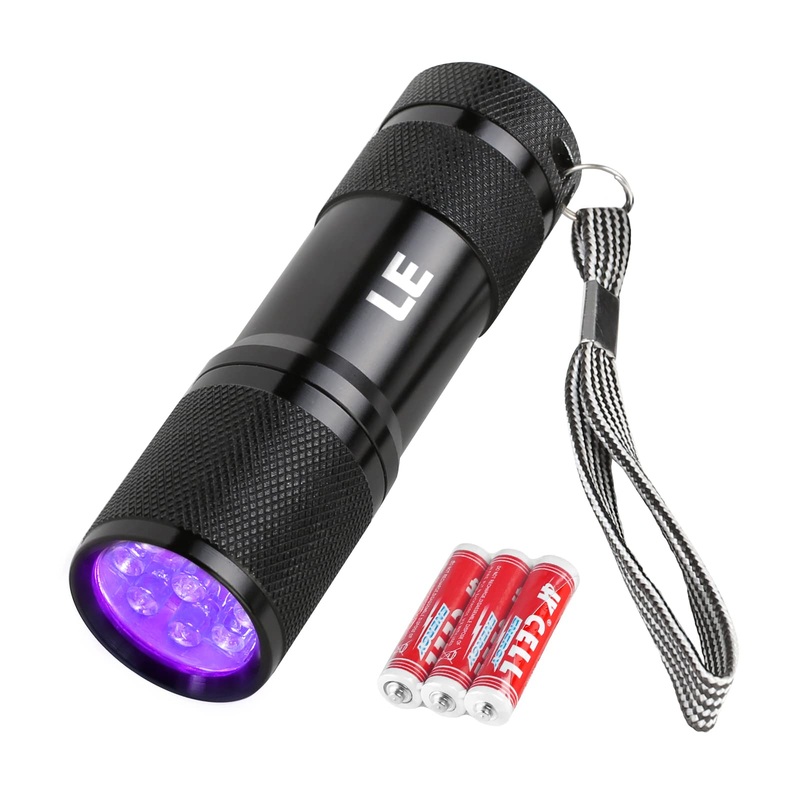 Lighting EVER Black Light Flashlight, Small UV Lights 395nm, Portable Ultraviolet Light Detector for Invisible Ink Pens, Dog Cat Pet Urine Stain, AAA Batteries Included 1