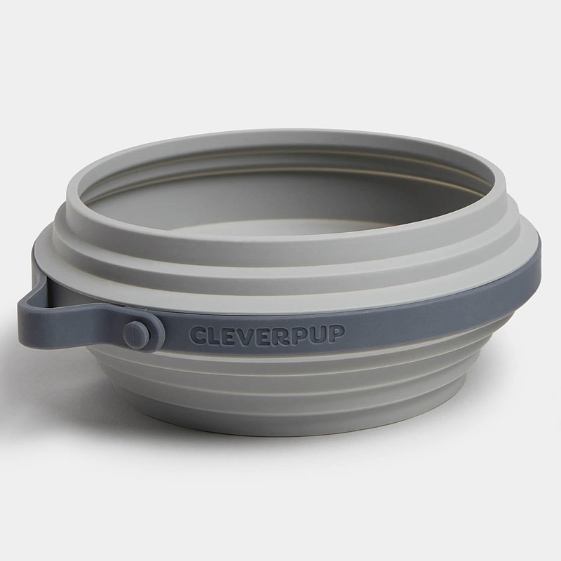 Nomad Collapsible Dog Bowl – Large, 4 Cup Food-Safe Silicone Travel Bowl for Dogs, Portable & Sturdy, Food/Water, Dishwasher Safe – Grey