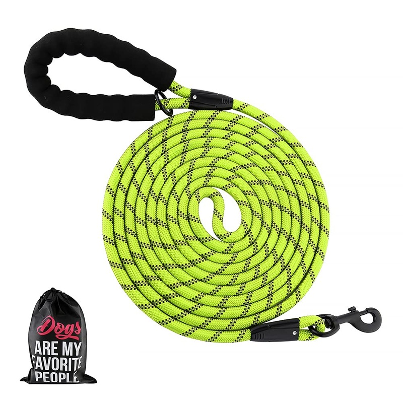 Plutus Pet Long Rope Dog Leash, with Comfortable Padded Handle, Reflective Nylon Heavy Duty Rope Leash, 15FT 20FT 30FT Dog Training Leash for Small Medium Large Dogs (20FT, Green) 2/5″x20′