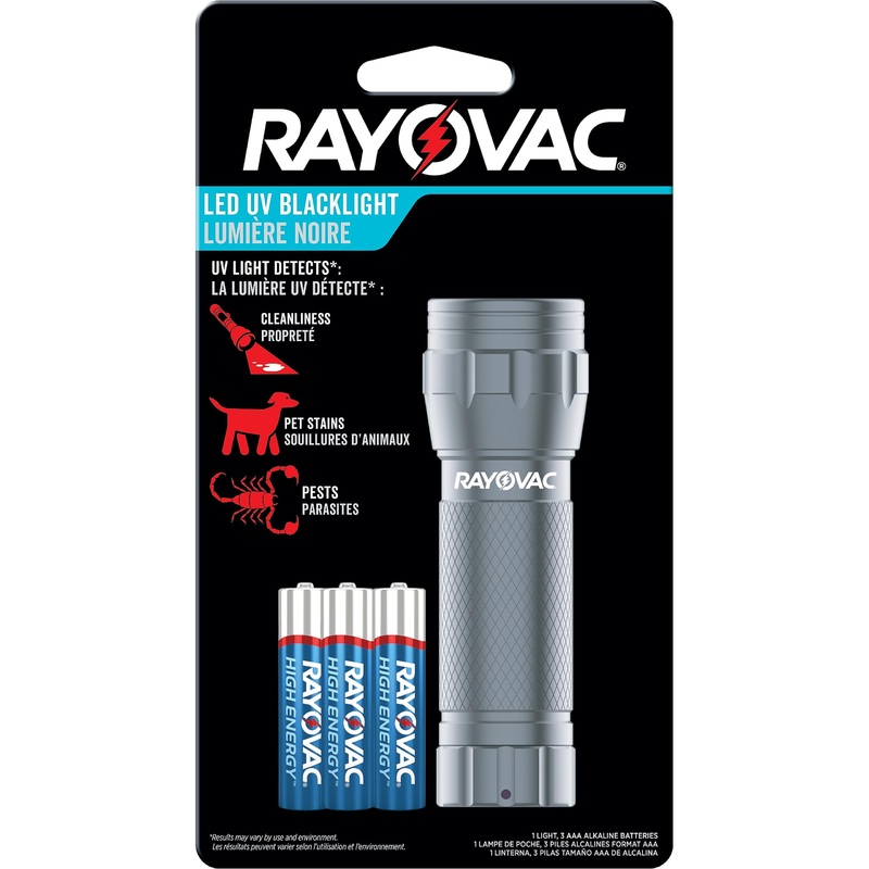 Rayovac UV Flashlight Black Light, Ultraviolet Light for Detecting Pet Stains and Auto Leaks, Flash Light with AAA Batteries Included, Pack of 1