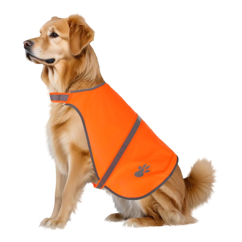 Reflective Dog Vest High Visibility Orange Safety Pet Vest Adjustable Fluorescent Dog Jacket Dog Walking Gear Protect Your Best Puppy Friend for Medium Large Dogs Outdoor Activities