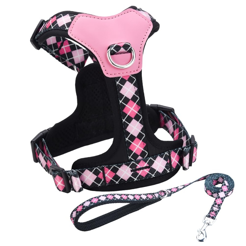 Small Dog Harness and Leash Set, No Pull Dog Harness with 2 Leash Clips, Anti-Escape Easy Walk Puppy Harness, Adjustable Dog Vest Harness for Training Walking for Small Dogs(Black, S) Black