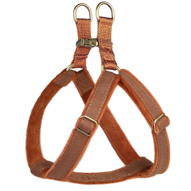 Step in Dog Harness with Quick Release Buckles, Warm Soft Padded Dog Harness Used in Fall and Winter, for Small Medium Dogs Easy Walking and Training, Brown, S S: Chest 14-22″