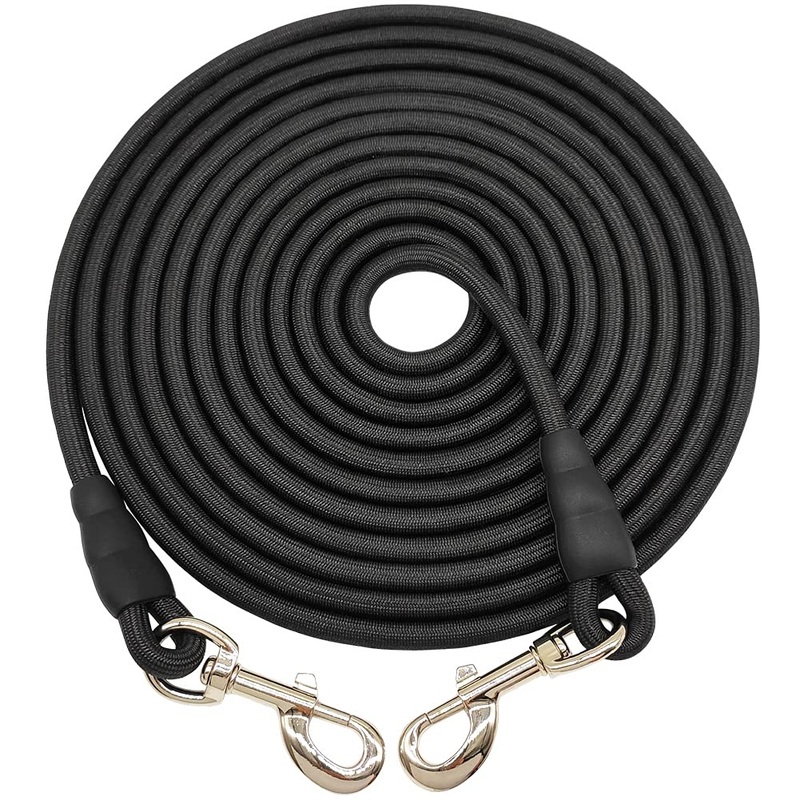 Tie Out Rope Dog Leash, 8-10-13-15-20-25-30-35-40-45-50 FT Heavy Duty Nylon Check Cord for Medium Large Dogs Indoor/Outdoor Playing Camping Backyard (Black, 3/8″ x 50ft) black