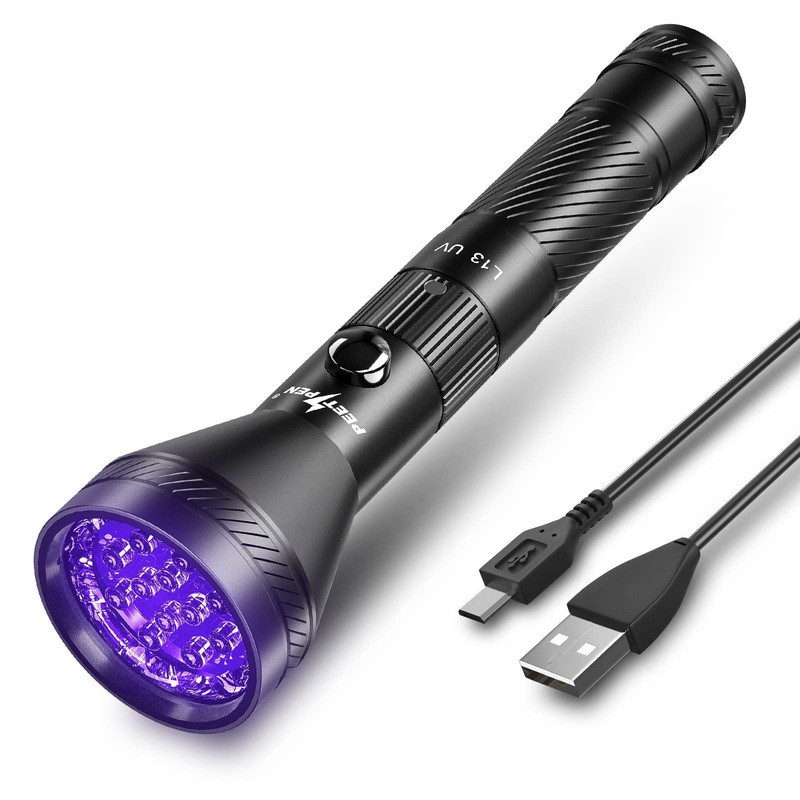 UV Flashlight Black Light, Waterproof 12 LED Rechargeable 395nm UV Blacklight Pet Urine Detector for Dog/Cat Urine, Dry Stains, Bed Bug, Resin Curing, Scorpions Finder