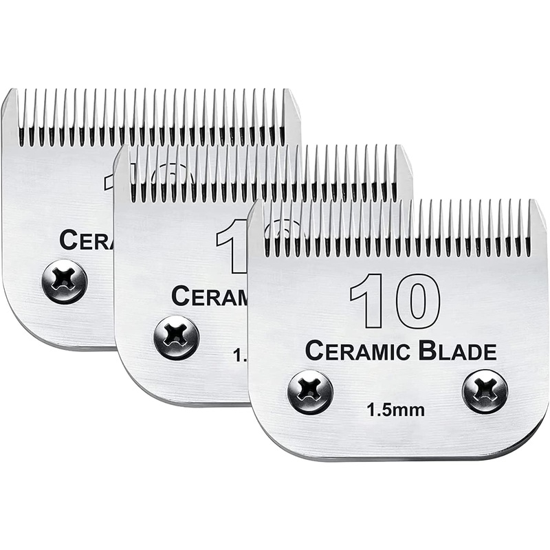 3 Pack 10 Blade Dog Grooming Replacement Blades Compatible with Andis Clippers/Oster A5/Wahl KM,Detachable Ceramic Blade & Stainless Steel Blade,Size-10, 1/16-Inch Cut Length (64315) 3pc 10:1/16”(1.5mm)