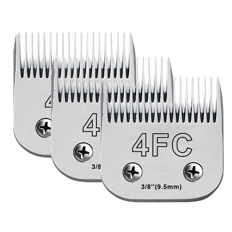 3Pack 4FC Blades for Dog Grooming Blades Compatible with Andis,Oster A5,Wahl km10 Dog Clippers,Detachable Dog Clipper Blade for Dog Cat Horse Animal,Size-#4FC, 3/8-Inch Cut Length (9.5mm) 3pcs #4FC (9.5mm)