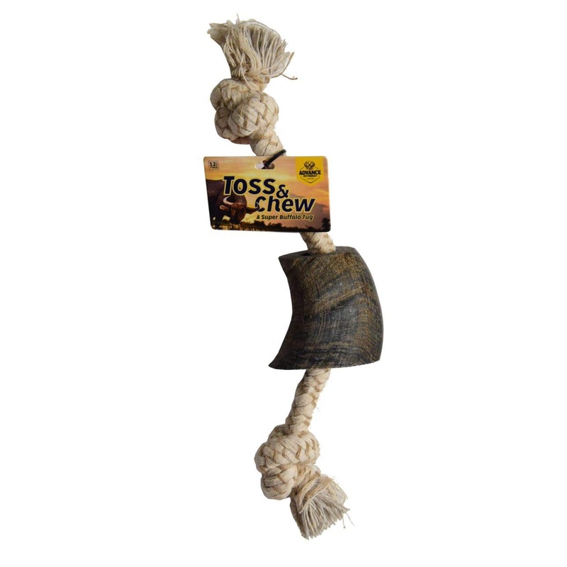 Buffalo Horn Rope Toy for Dogs, 12″ 12 inches