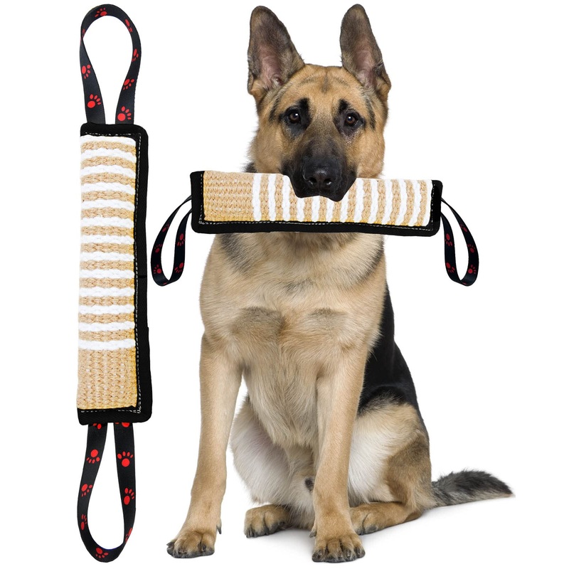 Clysoru Dog Tug Toy Dog Tough Jute Bite Pillow Lasting Training Equipment Puppy to Large Dogs Interactive Toy for Large Dogs and Small Dogs Black