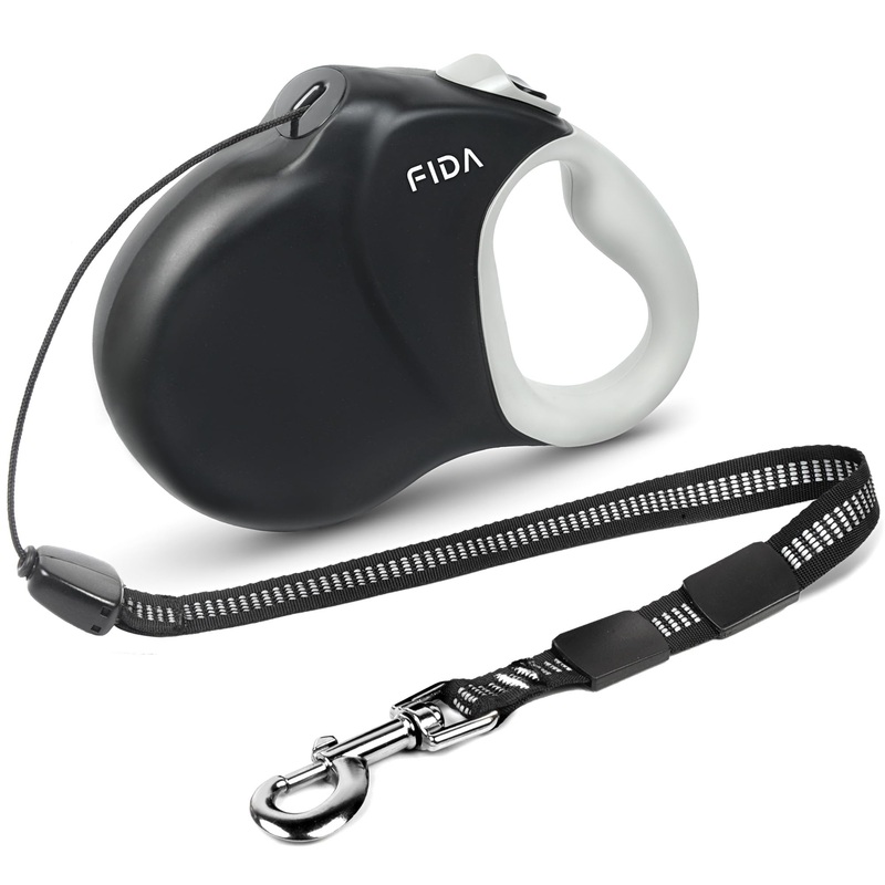 Fida Upgraded Retractable Dog Leash 30ft, Heavy Duty Pet Walking Leash for Medium/Large Breed up to 110 lbs, 360 Tangle-Free Long Retract Dog Lead, Soft Grip, One-Hand Brake, Black Large30ft