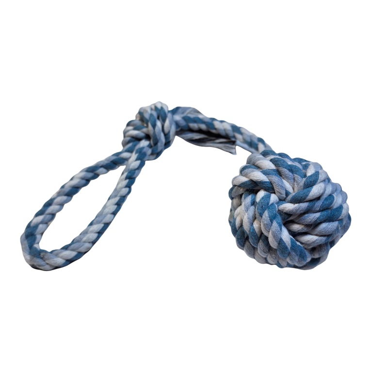 First H&G Dog Toys, Dog Rope with Tug, Interactive Rope Chew Toys with Cotton Ball for Small Medium Breeds Dog and Small Medium Big Puppies, Blue